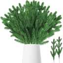 30 Pcs Artificial Pine Branches, Christmas Green Plants Branch Faux Greenery Stem Fake Pine Picks for Garland Wreath Christmas Craft Supplies and Home Garden Decor