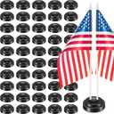 DoubleFill 24 Pcs Mini Flag Holder 2 Hole Small Desk Flag Stand Holder Miniature Plastic Table Flags Stand Base for Party Company Office Centerpiece Country 4 x 6 Inch Stick Flags Decoration