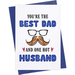D4DREAM Fathers Day Card for Dad - Fathers Day Card from Wife for Husband Funny Greeting Card with Envelope Birthday Card for Dad Daddy Father Papa