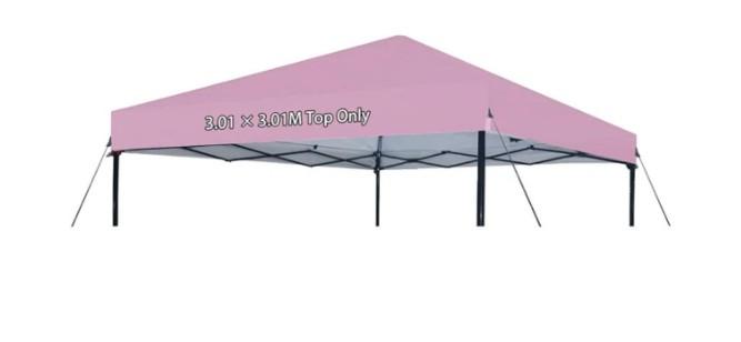 Joramoy 10×10 Canopy Replacement Top Only, Waterproof Pop Up Canopy Tent Top Cover with Ropes, Instant Canopy Top Sunshade Sliver Coated for Outdoor Garden Patio Camping (LightPink)