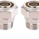 3/4 Straight Air Piping Fittings,2 pcs 3/4 x 3/4 Male NPT Threads Adapter Fittings, Seal Taped Needed, Brass-Nickel Plated, For Shop Compressed Air Line System