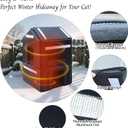 Weatherproof Outdoor Cat House with Insulated Liner for Feral Multi Cats, 2 Storey Insulated Elevated Cat Shelter with Escape Door, Easy Assemble, Expansive Interior, Grey 34" D x 21" W x 21.5" H