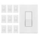 ENERLITES Matte White Light Switch with Screwless Wall Plate, Decorator Paddle Rocker Wall Switch, Single Pole, Grounding Screw, Residential Grade, 15A 120V/277V, UL Listed, 91150-MW-10PCS (10 Pack)
