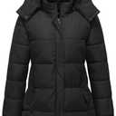 GGleaf Women's Winter Thicken Puffer Coat Warm Snow Jacket with Removable Hood Fashions Long Jacket (Medium, Black)