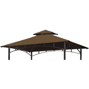 Grill Gazebo Replacement Canopy Top - Wonwon 5x8 Gazebo Roof Double Tiered Outdoor BBQ Roof Cover Grill Shelter Only Fit for Model L-GG001PST-F (Brown)