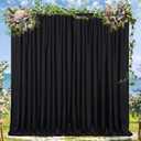 Black Backdrop Curtains 2 Panels 5ft x 8ft Polyester Photo Backdrop Drapes for Wedding Party Stage Birthday Decorations
