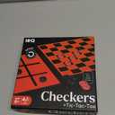 HI-Q Checkers & Tic-Tac-Toe Board Game Set  Classic Strategy for Kids & Family  Features Interlocking Stacking Pieces & Folding Board  Ages 6+