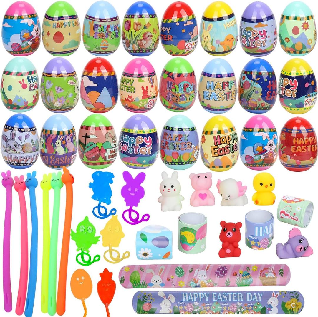 Pre-Filled Easter Eggs for Kids, Easter Eggs with Toy Inside for Easter Basket Stuffers,Party Favors,Egg Hunts