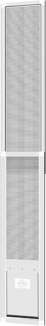 Hakuna Pets V2 Patio Pet Door Screen Insert Panel for Sliding Doors, Fits Door Track Min Ht 59.05" to Max Ht 84.25",UV Resistant Mesh, Locking Magnetic Dog Door, Easy Install and Removal,Medium,White