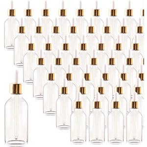 24 Pack 4oz Clear Glass Dropper Bottles, Eye Dropper Bottles with Glass Droppers for Essential Oils, Perfumes(4oz, Gold)