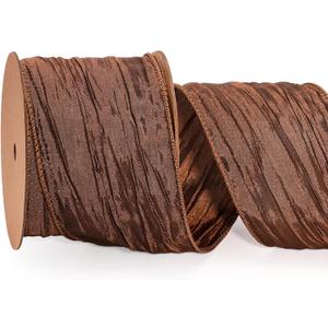 LaRibbons Fall Burlap Ribbon Wired 2 1/2" x 10 Yards, Chameleon Copper Ribbon for Autumn Wreath Thanksgiving Farm Gift Wrapping Home Decor