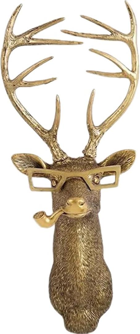 Gold Animal Head Wall Decor Wall Sculpture Home Decor Statue for Living Room Office Bedroom Modern Decor for Men Women Deer