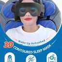 SARISUN Travel Pillow Combo with Chin Strap, Airplane Pillows with 3D Eye Mask for Sleeping, 360 Support Plane Head Strap for All Plane Seats, Long Flights Essentials, Stop Bobblehead, Red