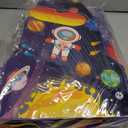 Meooeck 90 Pcs 16 x 12 x 3 Rocket Ship Piata with Blindfold Piata Stick Confetti Set, Outer Space Party Favors Include Slap Bracelet Sticker Bouncy Ball Flashlight Keychains