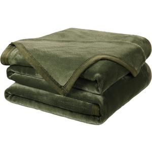 Soft Queen Size Blanket Warm Fuzzy Microplush Lightweight Thermal Fleece Blankets for Couch Bed Sofa,90x90 Inch, Olive Green
