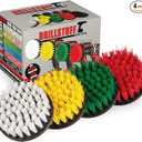 4Inch Diameter Drill Powered Scrub Brush With Quarter Inch Quick Change Shaft 2 Pack, White and Yello