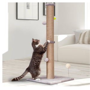 36 Inch Tall Cat Scratching Post – Sisal Cat Scratcher for Indoor Cats, Large Vertical Scratch Post, Sturdy Cat Scratch Pole Tower, Modern Cat Furniture for Kittens & Adults (Beige)