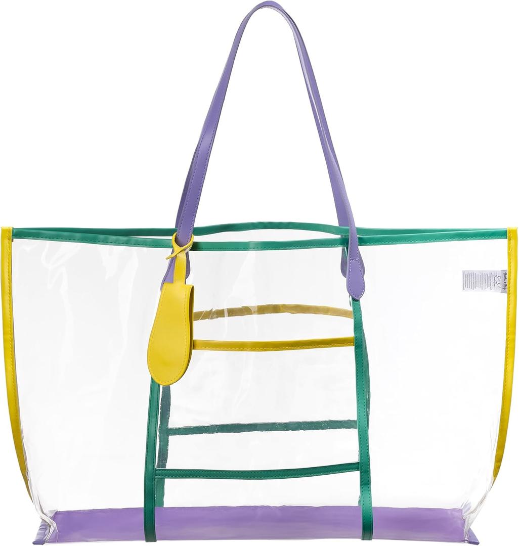 Brook + Bay Clear Tote Bag - Transparent Bag, See Through Bag, Waterproof, Clear Travel Bags for Women for Concerts, Beach (Multicolor)