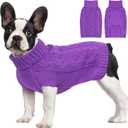 Dog Sweaters for Small Dogs Warm Dog Clothes Winter Chihuahua Clothes Girl Boy Puppy Sweater Cable Knitted Doggy Coat Soft Mini Dachshund Sweater with Turtleneck Pullover Design(D-Purple, X-Large)