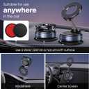 3 x 360 Rotatable Vacuum Magnetic Phone Holder, Foldable and Retractable Suction Cup Car Phone Mount for Car/Gym/Mirror/Smooth Surface, Compatible with iPhone Android and All Smartphones (Black)
