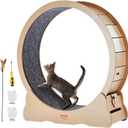 VEVOR Wooden Cat Exercise Wheel, 43.3" Large Cat Treadmill Wheel for Indoor Cats, Cat Running Wheel with Detachable Carpet & Cat Teaser for Running/Walking/Training, Suitable for Most Cats Yellow