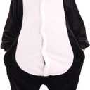 Flannel Animal Onesie Costume One Piece Kids Adults Cosplay for Halloween Easter Boys Girls Womens (Black)