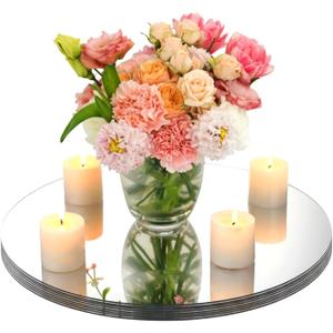 Amyhill 8 Pcs Round Mirrors for Centerpieces Table Decorations Acrylic Circle Mirrors Tray Candle Plates for Wedding Baby Shower Birthday Party Bulk Supplies(18 Inch)
