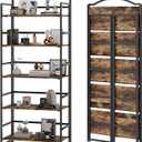 JSB No Assembly Folding Bookshelf, 5 Tier Book Shelf for Storage, Vintage Wood Foldable Bookcase for Living Room, Bedroom, Office Organization Shelves (Fire Brown)