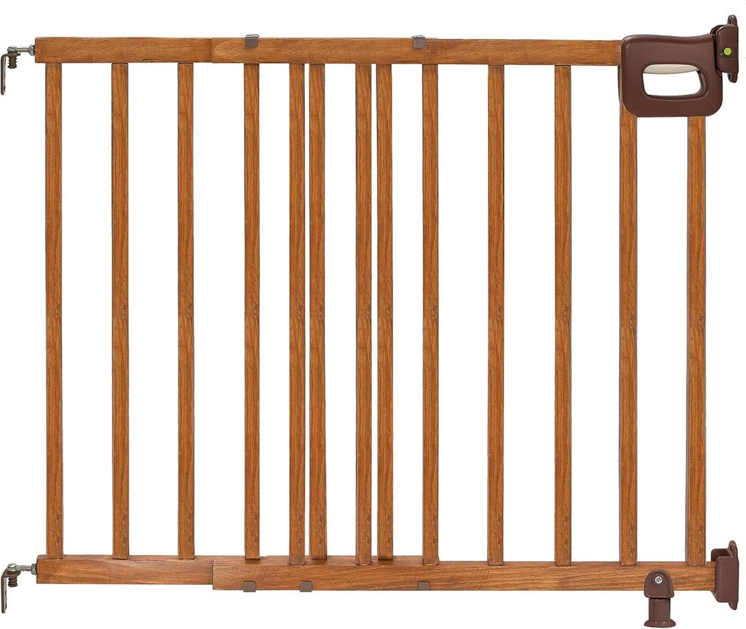 Ingenuity The Stairway 48W Series, 30'-48' Wide, 32" Tall, Baby Gate for Stairs with Door, Wood Safety Gate for Doorways and Stairways - Oak Wood