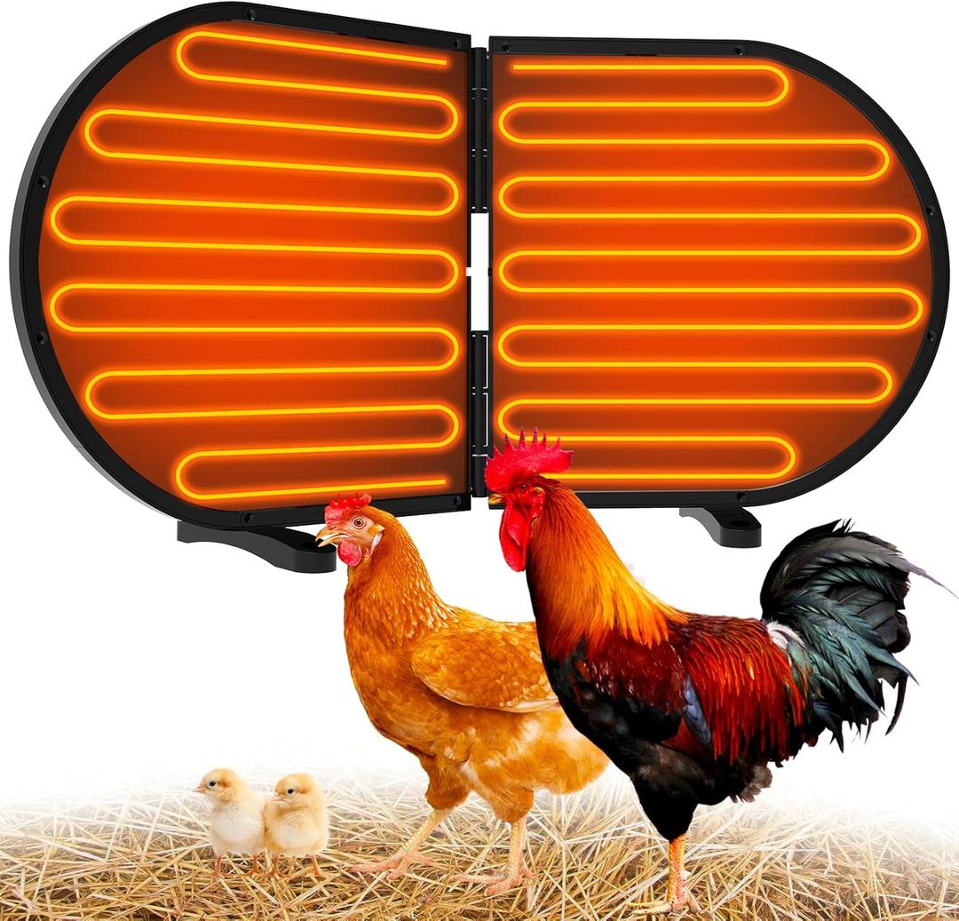 Chicken Coop Heater for Winter, 220W Foldable Flat-Panel Radiant Heater for Chicken Coop, Large Waterproof Chicks Coop Heater with 2 Heating Plates for Chick Kitten Pet Animal 22.5'' X 11.2''