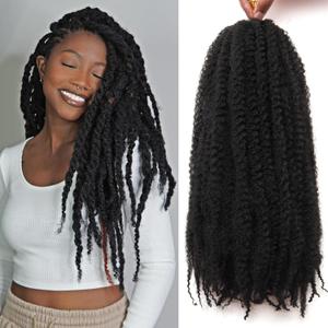 Marley Twist Braiding Hair 18 Inch Marley Twist Hair 8 Packs Cuban Twist Hair Afro Kinky Crochet Hair Synthetic Marley Hair Extensions (18 Inch(Pack of 8),1B)