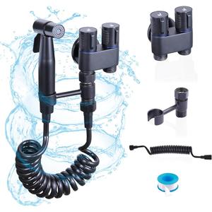 Handheld Toilet Bidet Sprayer for Toilet, Muslim Shower Bidet Toilet Hose Sprayer Kit, Jet Spray Bidet Attachment for Cloth Diaper and Feminine Wash (Black)