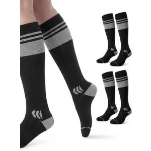 Momcozy Compression Socks for Women, 20-30mmHg Athletic Support Socks for Running, Travel, Flying, Yoga & Workouts 2 Pairs (Black, L)