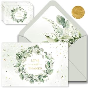 Gooji 4x6 Greenery Thank You Cards with Envelopes (Bulk 20-Pack) Bridal Shower Thank You Cards with Envelopes | Birthday Party, Baby Shower, Weddings, Greeting, Blank Notes, Small Business