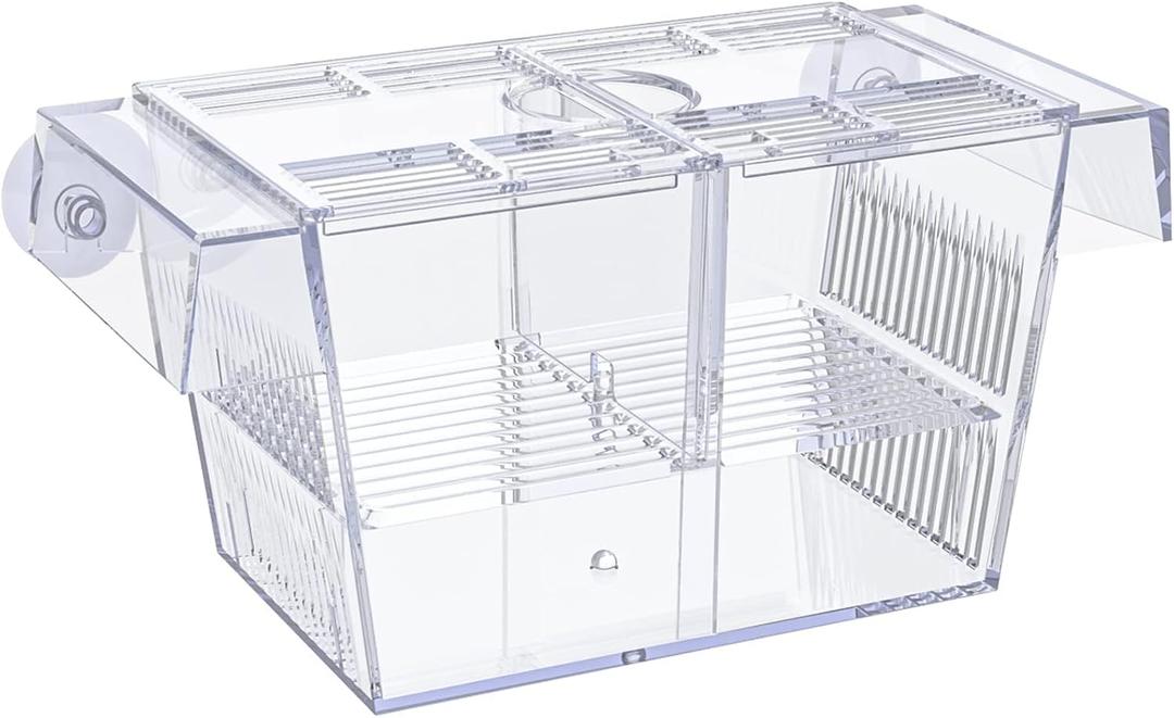 Pawfly Aquarium Fish Breeding Box Acrylic Hatchery Incubator Tank with Suction Cups Medium Isolation Box for Baby Fish Shrimp Betta and Guppy