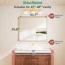 TokeShimi 42x36 Brushed Nickel Bathroom Mirror for Wall,Tempered Glass,Aluminum Framed Bathroom Vanity Mirror for Over Sink(Horizontal/Vertical)