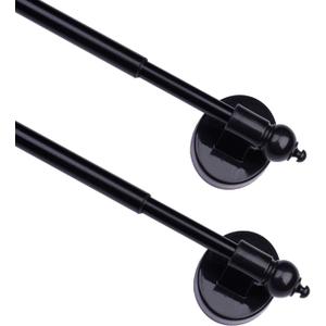 Magnetic Curtain Rods for Metal DoorsMulti-Use Adjustable Appliance for Windows Iron Steel Places16-28 InchBlack2 Pack