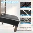 Soft Leather Chair Seat Covers Dining Chairs Set of 4, Waterproof Seat Covers for Kitchen High Stretch & Well-Fitted Chair Covers Dining Chairs with Elastic Ties (Black, Rear-Covered)