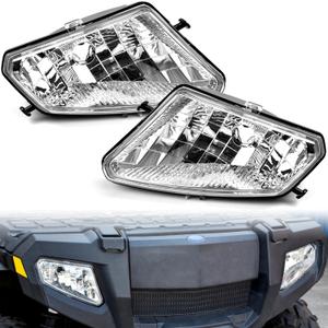SAUTVS Headlight Housing for Polaris Sportsman 500 2005-2010, Front Left & Right Head Lamp Lens Head Light Covers Bezels for Polaris Sportsman 500 HO EFI TOURING 2005-2010 Accessories (2PCS)