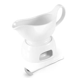 LoeJan 17oz Gravy Boat with Spoon, Ceramic Sauce Serving Dish, Easy-Pour Big Dripless Lip Spout Serveware Set For Salad Cream Milk Broth Black Pumpkin Thanksgiving