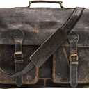 MaheTri Distressed Hunter Buffalo Leather Laptop Messenger Bag Office Briefcase Crossbody Travel Bag Office Bag 18"