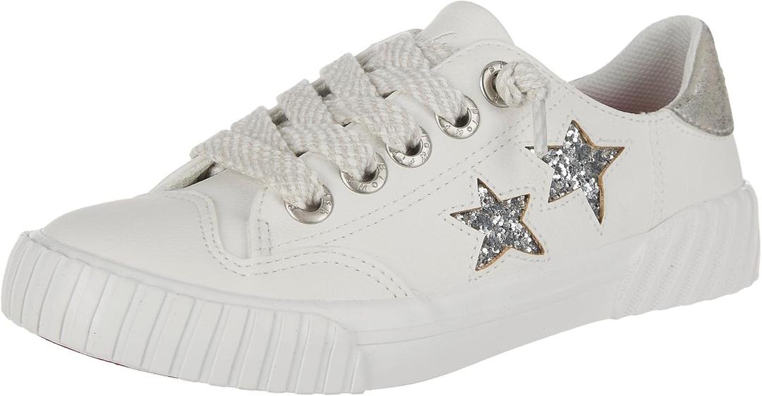 Blowfish Malibu Girl's Wander-k Sneaker (3 Little Kid, White Maze/Silver Glitter)