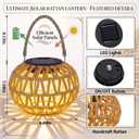 VIHOSE 6 Pack Solar Lantern Outdoor Waterproof Rattan, Flat Round Style