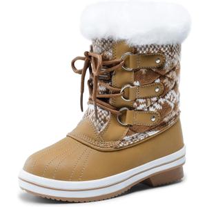 DREAM PAIRS Cozy Kids Snow Boots, Warm & Water-Resistant Winter Boots with Faux Fur for All-Day Play, Non-Slip Mid Calf Boots (2 Little Kid)