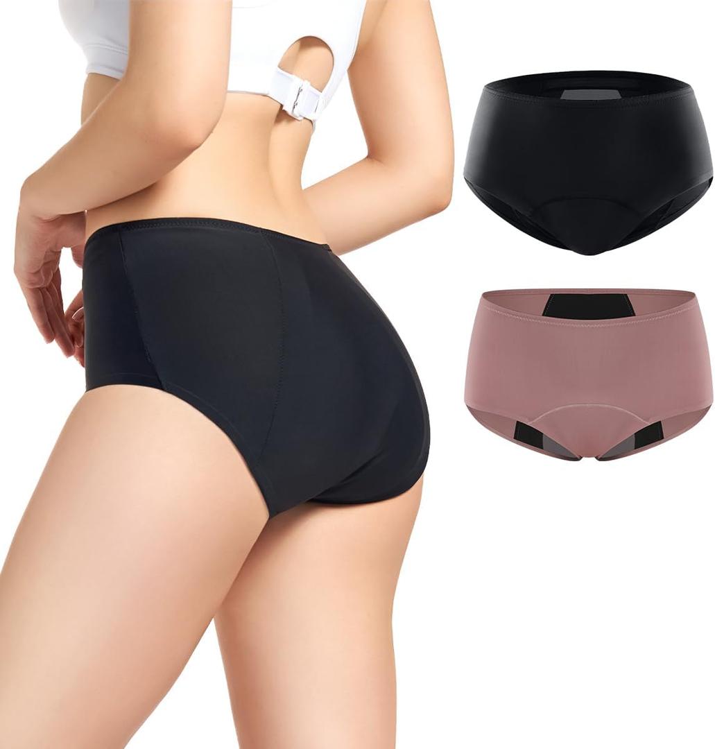 Carer Incontinence Underwear for Women 150ml High Absorbent Leak Proof Underwear for Women Washable Women's Incontinence Panties for Incontinence Bladder Leak 2 Pack Black/Dusty Rose L