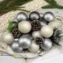 12 Pcs Modern Neutral Christmas Ball Ornaments Set 2.4 Inch Rustic Silver Pearl White Xmas Baubles Shatterproof Textured Farmhouse Modern Christmas Decor for Tree Holiday Indoor Home Decor
