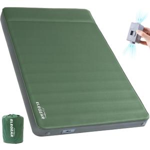 Elegear Air & Foam Self Inflating Sleeping Pad, Built-in Electric Pump 4" Ultra-Thick Memory Foam Camping Mattress with Pillow Double Camping Pad 4-Season R-value 9.5 Camp Mat for Car/Traveling - Full