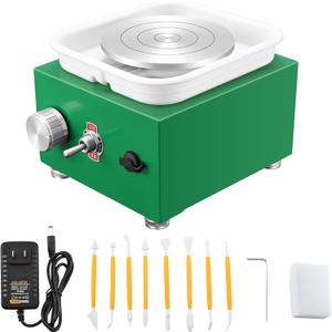 NantFun Mini Pottery Wheel Machine, 6.5cm 10cm Double Turntables Detachable Basin Forming Machine Adjustable Speed Electric Ceramic Wheel with Clay Tools for Kids Adults Beginners (Green) NantFun Mini Pottery Wheel Machine, 6.5cm 10cm Double Turntables Detachable Basin Forming Machine Adjustable Speed Electric Ceramic Wheel with Clay Tools for Kids Adults Beginners (Green)