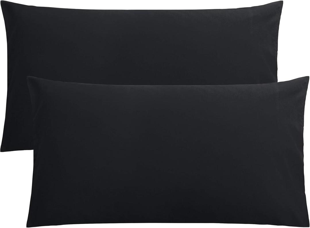 2 x FLXXIE King Pillow Cases Set of 2, Soft Microfiber Pillow Covers with Envelope Closure, Wrinkle, Fade and Stain Resistant Pillowcases, 20x36, Black