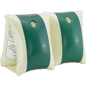 Petites Pommes Striped Water Wings Ages 2-6 - Handprinted Classic Inflatable Arm Floaties - Durable, BPA-Free Swimmies with Soft Seams, Safe Valves & Storage Bag - Dark Green